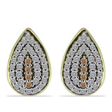 Set din Argint 925 Placat cu Aur ( 5.46 grame ) cu Diamant de culoarea Șampaniei și Topaz Alb 1.19 Carate ( Cercei+Inel+Pandantiv )