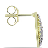 Set din Argint 925 Placat cu Aur ( 5.46 grame ) cu Diamant de culoarea Șampaniei și Topaz Alb 1.19 Carate ( Cercei+Inel+Pandantiv )