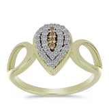 Set din Argint 925 Placat cu Aur ( 5.46 grame ) cu Diamant de culoarea Șampaniei și Topaz Alb 1.19 Carate ( Cercei+Inel+Pandantiv )