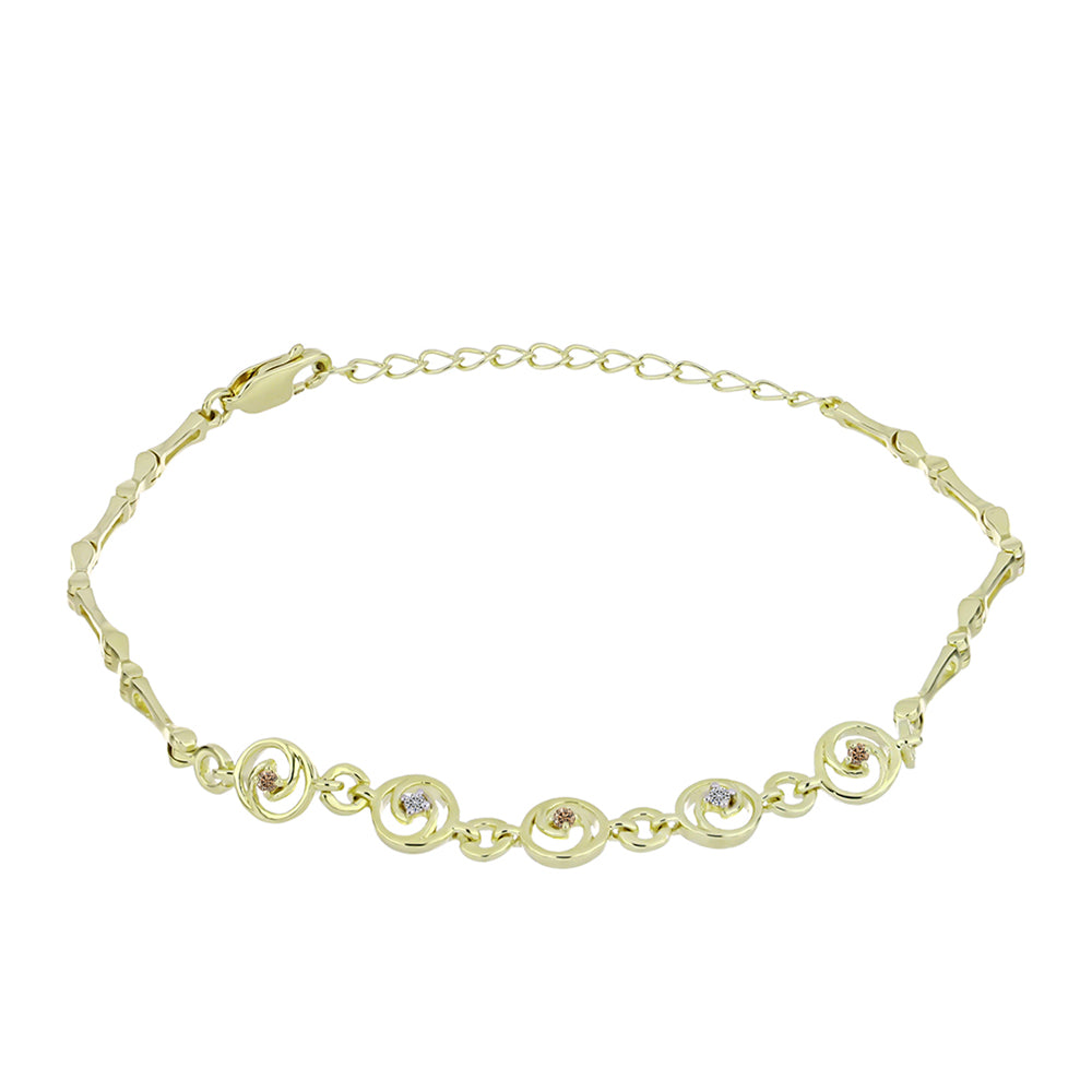 Brățară din Argint 925 Placat cu Aur ( 5.04 grame ) cu Diamant de culoarea Șampaniei și Diamant Alb 0.08 Carate