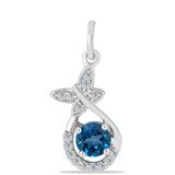Pandantiv din Argint 925 ( 1.29 grame ) cu Topaz Albastru ”Londra” și Topaz Alb 0.68 Carate