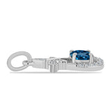 Pandantiv din Argint 925 ( 1.29 grame ) cu Topaz Albastru ”Londra” și Topaz Alb 0.68 Carate