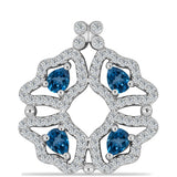 Pandantiv din Argint 925 ( 2.64 grame ) cu Topaz Albastru ”Londra” și Topaz Alb 1.3 Carate