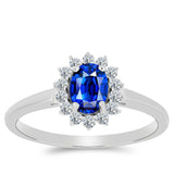 Set din Argint 925 ( 5.05 grame ) cu Safir Albastru Australian și Topaz Alb 4.95 Carate ( Cercei+Inel+Pandantiv )