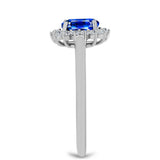 Set din Argint 925 ( 5.05 grame ) cu Safir Albastru Australian și Topaz Alb 4.95 Carate ( Cercei+Inel+Pandantiv )