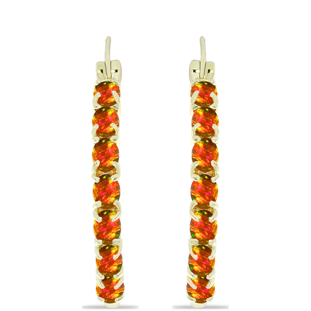 Cercei din Argint 925 Placat cu Aur ( 6.34 grame ) cu Opal de Foc American 2.95 Carate