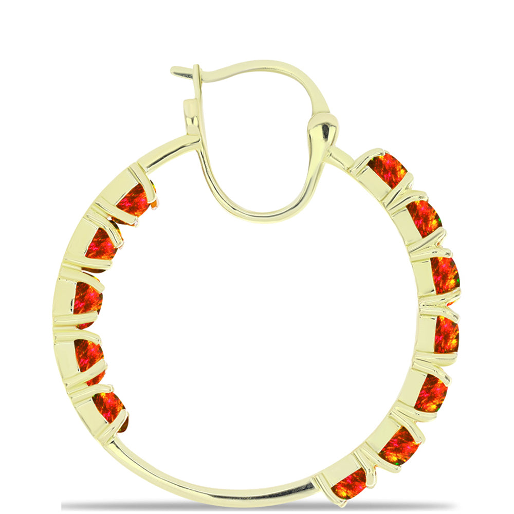Cercei din Argint 925 Placat cu Aur ( 6.34 grame ) cu Opal de Foc American 2.95 Carate