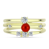 Set din Argint 925 Placat cu Aur ( 4.42 grame ) cu Perlă de apă dulce roșie și Topaz Alb 0.78 Carate ( Inel )