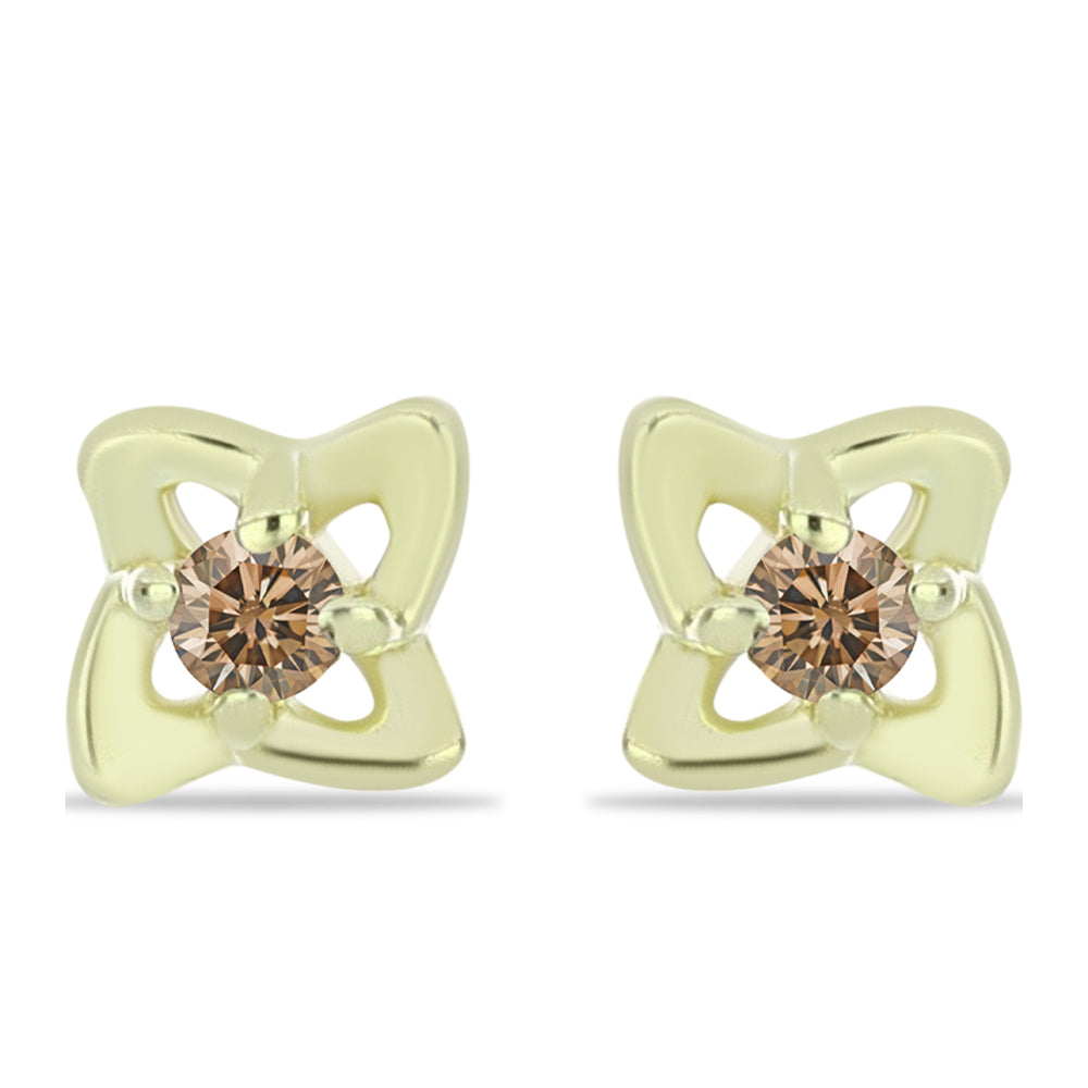 Cercei din Argint 925 Placat cu Aur ( 0.6 grame ) cu Diamant de culoarea Șampaniei 0.02 Carate