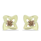Cercei din Argint 925 Placat cu Aur ( 0.6 grame ) cu Diamant de culoarea Șampaniei 0.02 Carate