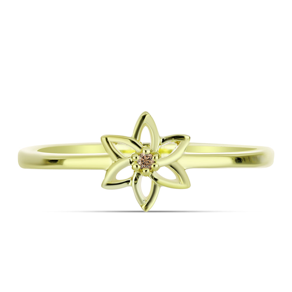 Inel din Argint 925 Placat cu Aur ( 1.68 grame ) cu Diamant de culoarea Șampaniei 0.01 Carate