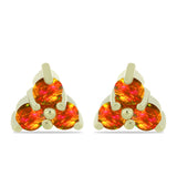 Cercei din Argint 925 Placat cu Aur ( 1.49 grame ) cu Opal de Foc American 0.52 Carate