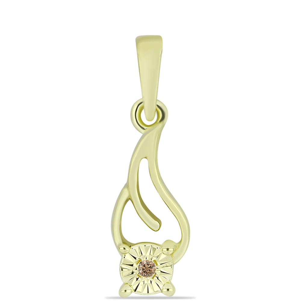 Pandantiv din Argint 925 Placat cu Aur ( 0.95 grame ) cu Diamant de culoarea Șampaniei 0.01 Carate