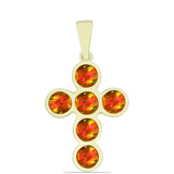 Cruce Pandantiv din Argint 925 Placat cu Aur ( 2.77 grame ) cu Opal de Foc American 1.16 Carate