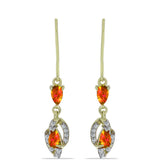 Cercei din Argint 925 Placat cu Aur ( 1.95 grame ) cu Opal de Foc American și Topaz Alb 0.72 Carate