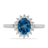 Inel din Argint 925 ( 2.45 grame ) cu Topaz Albastru ”Londra” și Topaz Alb 1.74 Carate