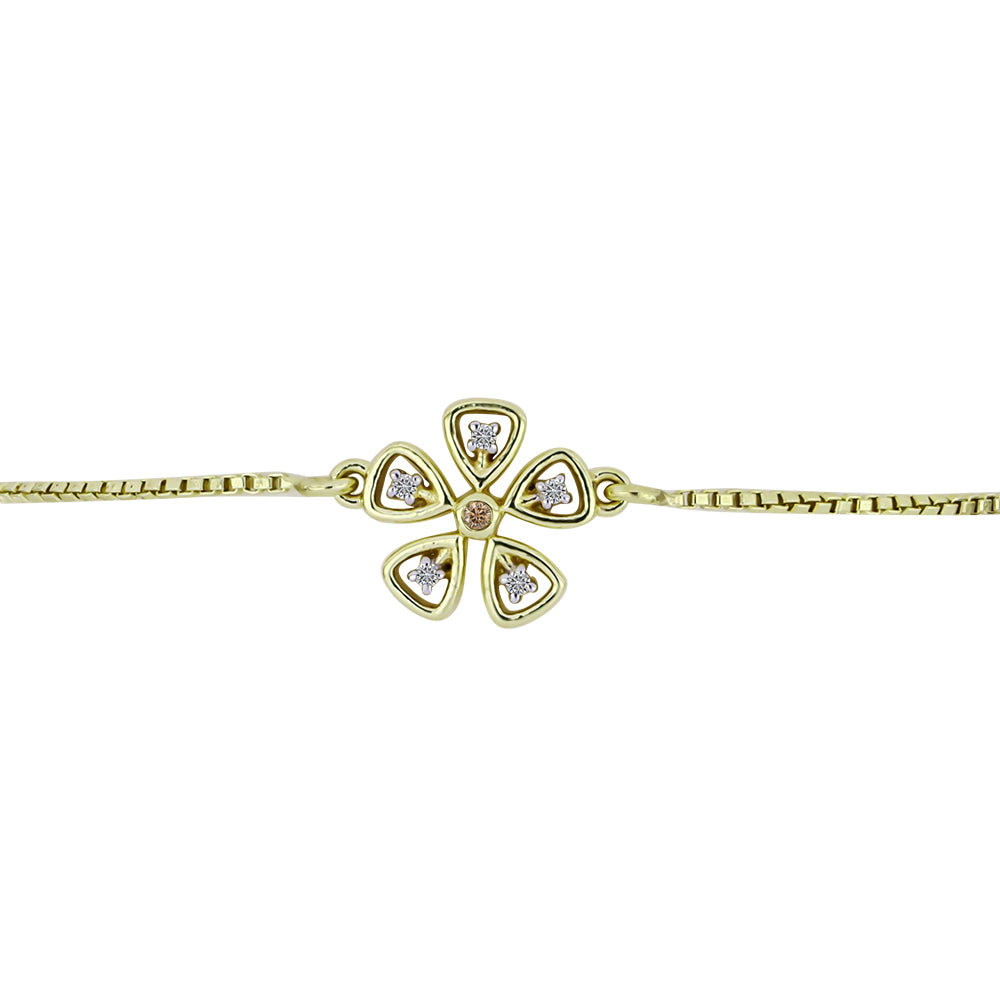 Brățară din Argint 925 Placat cu Aur ( 2.91 grame ) cu Diamant de culoarea Șampaniei și Diamant Alb 0.05 Carate