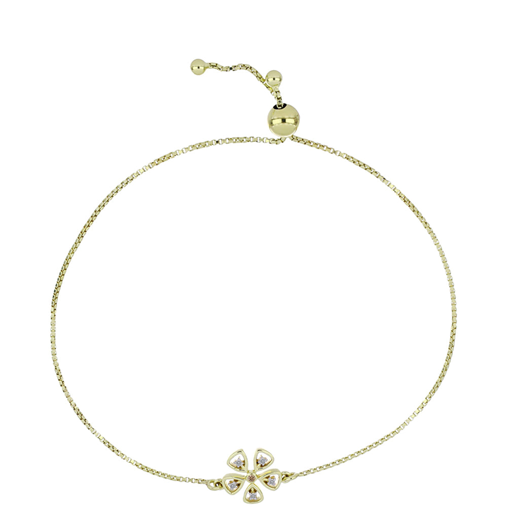 Brățară din Argint 925 Placat cu Aur ( 2.91 grame ) cu Diamant de culoarea Șampaniei și Diamant Alb 0.05 Carate