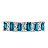 Inel din Argint 925 ( 3.54 grame ) cu Topaz Albastru ”Londra” și Topaz Alb 2.83 Carate