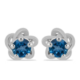 Cercei din Argint 925 ( 1.2 grame ) cu Topaz Albastru ”Londra” 0.63 Carate