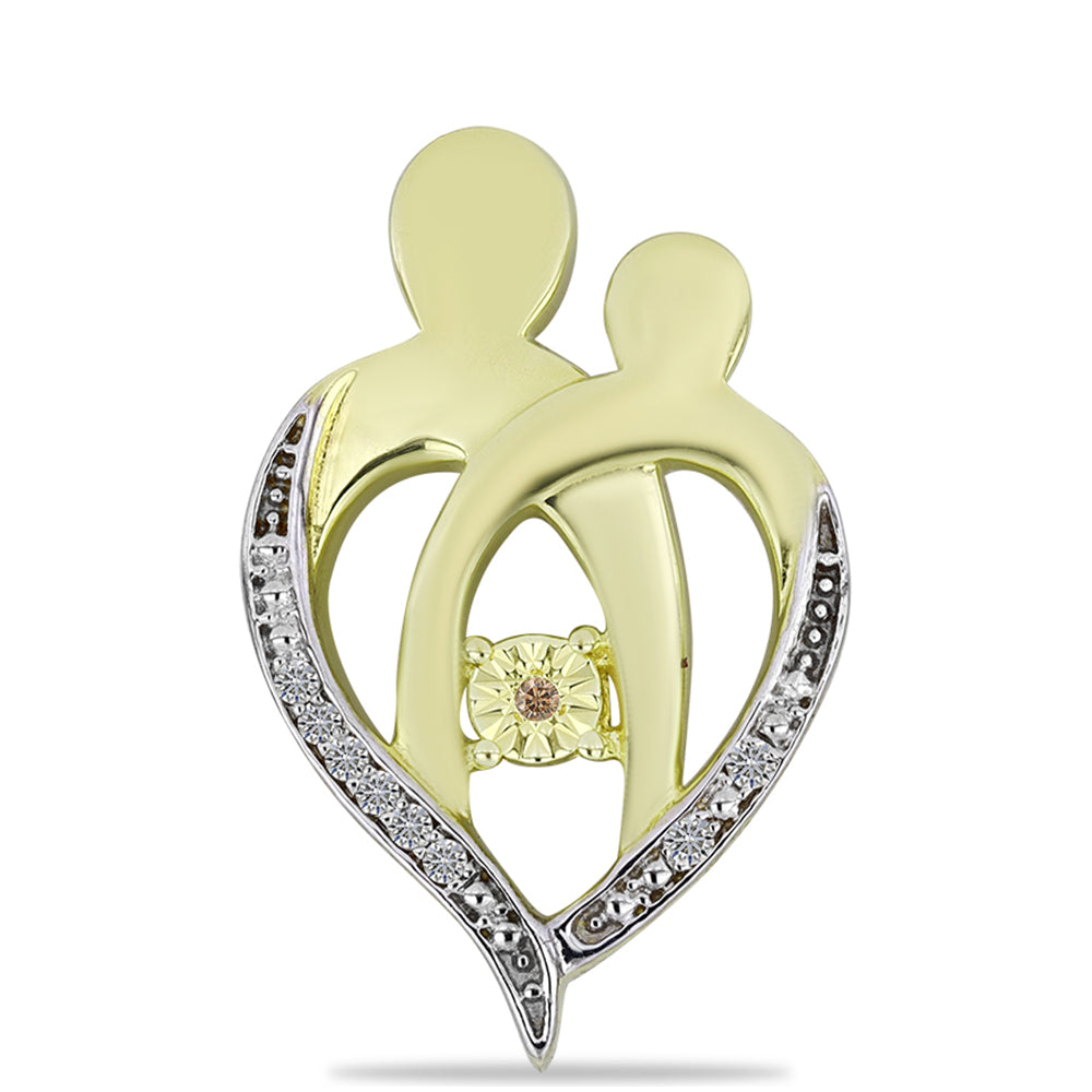 Pandantiv din Argint 925 Placat cu Aur ( 2.51 grame ) cu Diamant de culoarea Șampaniei și Diamant Alb 0.07 Carate