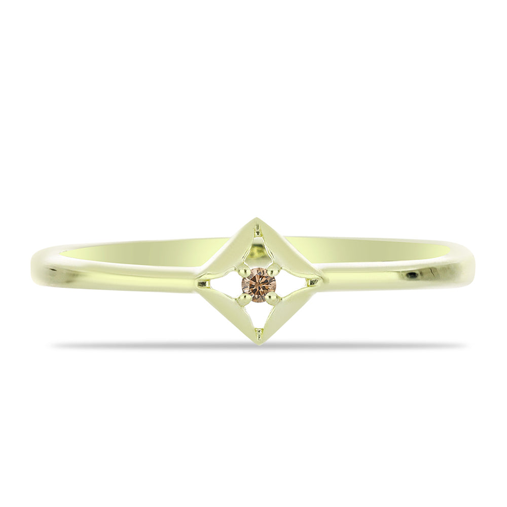 Inel din Argint 925 Placat cu Aur ( 1.45 grame ) cu Diamant de culoarea Șampaniei 0.02 Carate