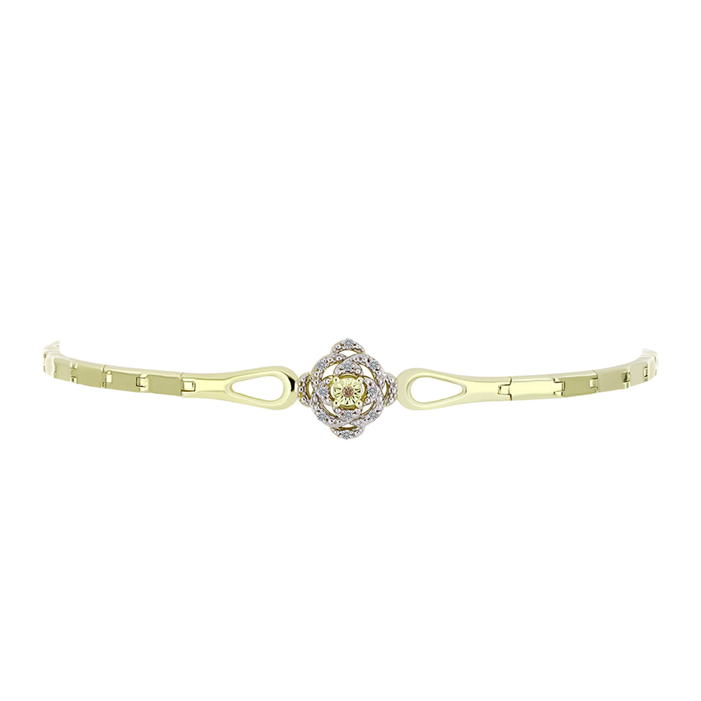 Brățară din Argint 925 Placat cu Aur ( 7.15 grame ) cu Diamant de culoarea Șampaniei și Diamant Alb 0.06 Carate