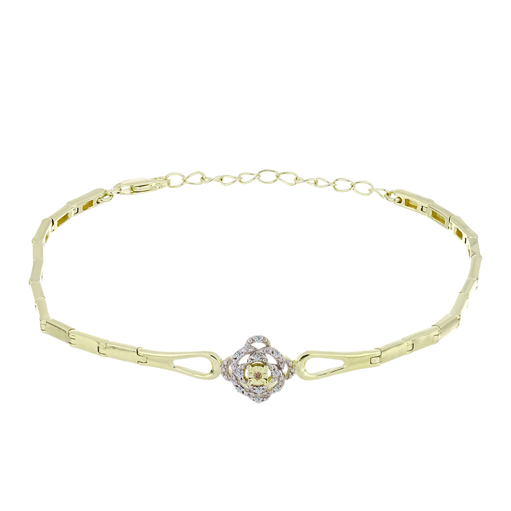 Brățară din Argint 925 Placat cu Aur ( 7.15 grame ) cu Diamant de culoarea Șampaniei și Diamant Alb 0.06 Carate