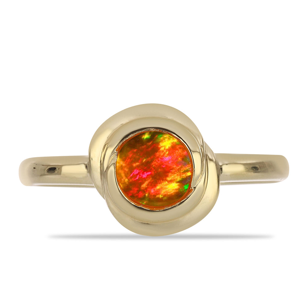 Inel din Argint 925 Placat cu Aur ( 2.26 grame ) cu Opal de Foc American 0.35 Carate