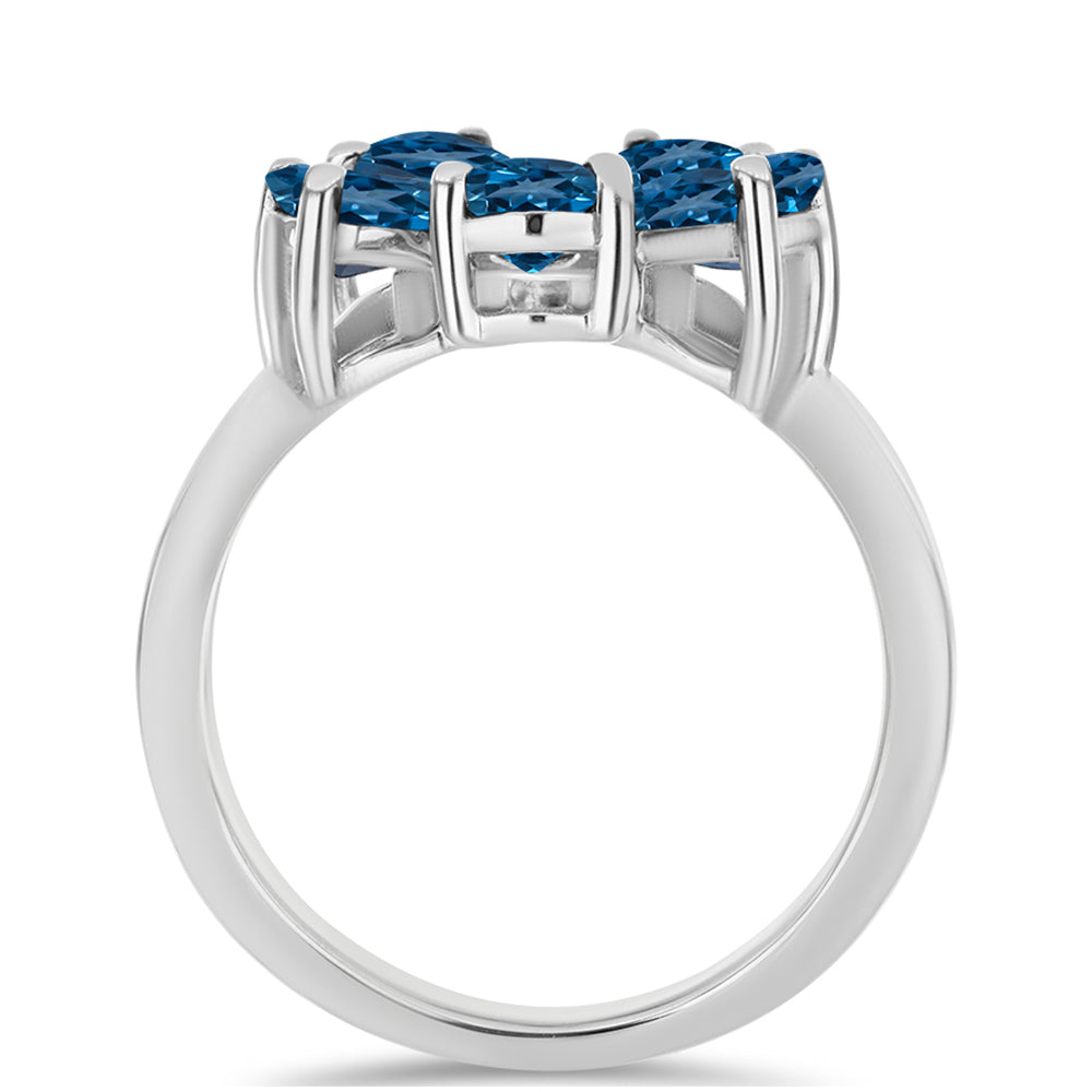 Inel din Argint 925 ( 3.76 grame ) cu Topaz Albastru ”Londra” și Topaz Alb 2.39 Carate