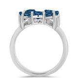 Inel din Argint 925 ( 3.76 grame ) cu Topaz Albastru ”Londra” și Topaz Alb 2.39 Carate