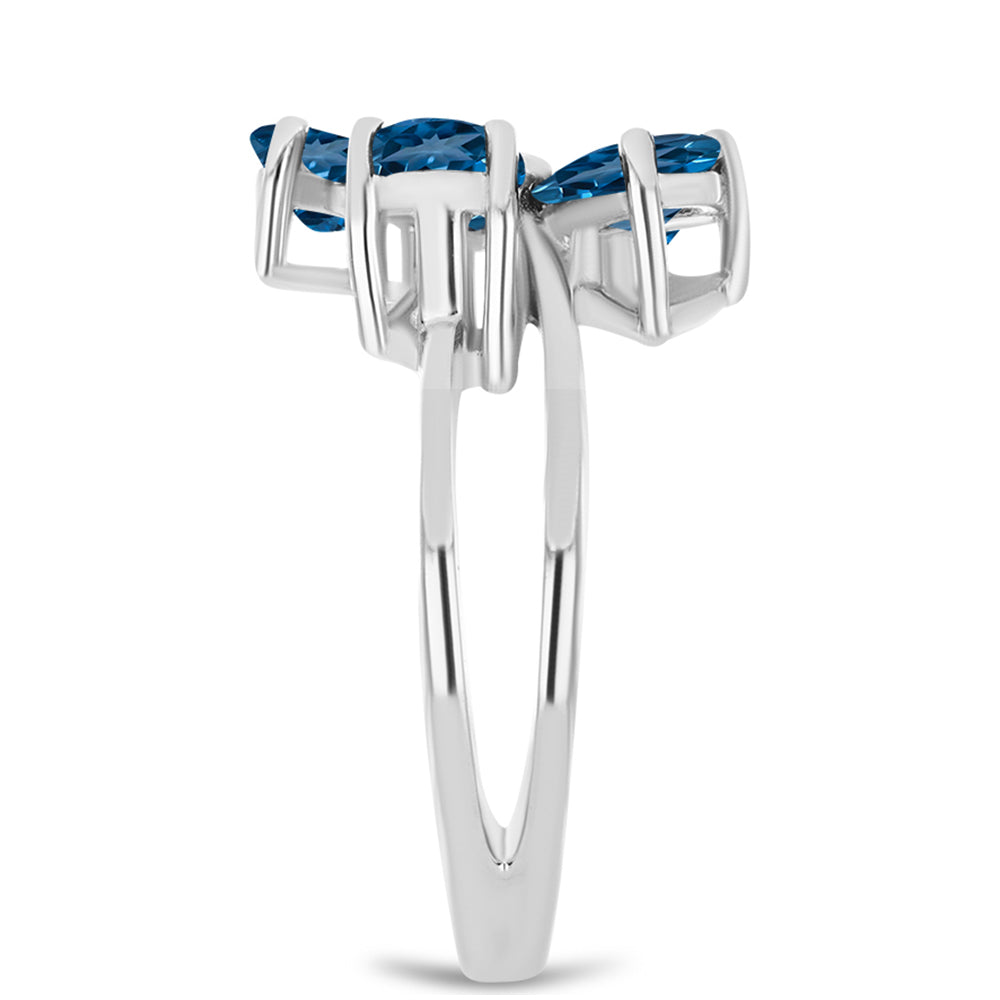 Inel din Argint 925 ( 3.76 grame ) cu Topaz Albastru ”Londra” și Topaz Alb 2.39 Carate