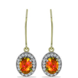 Cercei din Argint 925 Placat cu Aur ( 2.99 grame ) cu Opal de Foc American și Topaz Alb 1.2 Carate