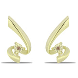 Cercei din Argint 925 Placat cu Aur ( 2.9 grame ) cu Diamant de culoarea Șampaniei 0.01 Carate