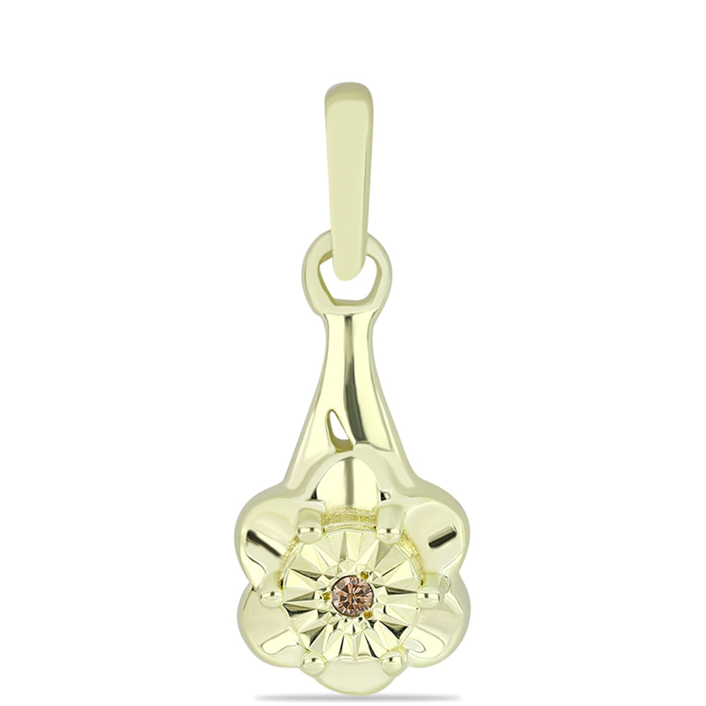 Pandantiv din Argint 925 Placat cu Aur ( 1.02 grame ) cu Diamant de culoarea Șampaniei 0.01 Carate