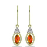 Cercei din Argint 925 Placat cu Aur ( 2.38 grame ) cu Opal de Foc American și Topaz Alb 1.01 Carate