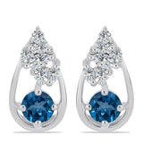 Cercei din Argint 925 ( 3.17 grame ) cu Topaz Albastru ”Londra” și Topaz Alb 1.63 Carate