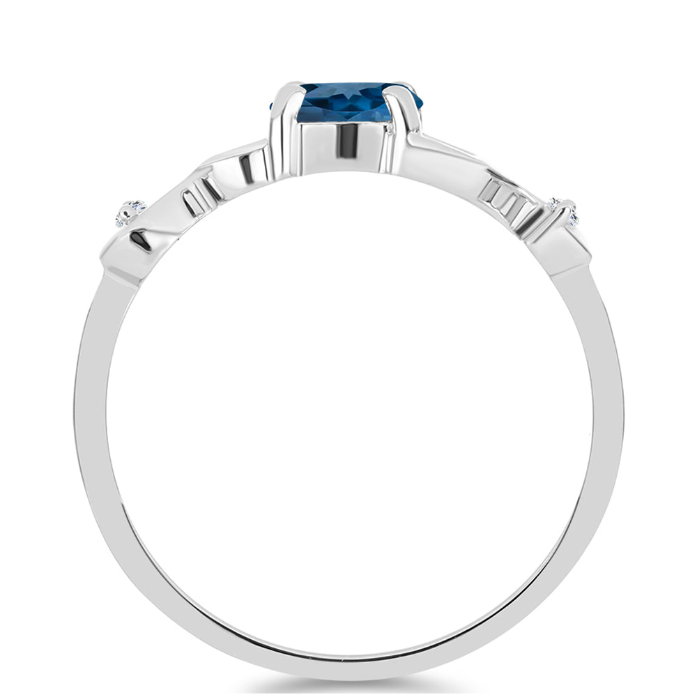 Inel din Argint 925 ( 1.98 grame ) cu Topaz Albastru ”Londra” și Topaz Alb 0.55 Carate