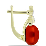 Cercei din Argint 925 Placat cu Aur ( 3.28 grame ) cu Perlă de apă dulce roșie și Topaz Alb 8.65 Carate