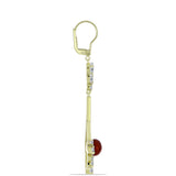Cercei din Argint 925 Placat cu Aur ( 7.15 grame ) cu Perlă de apă dulce roșie și Topaz Alb 8.99 Carate