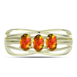 Inel din Argint 925 Placat cu Aur ( 2.63 grame ) cu Opal de Foc American 0.6 Carate