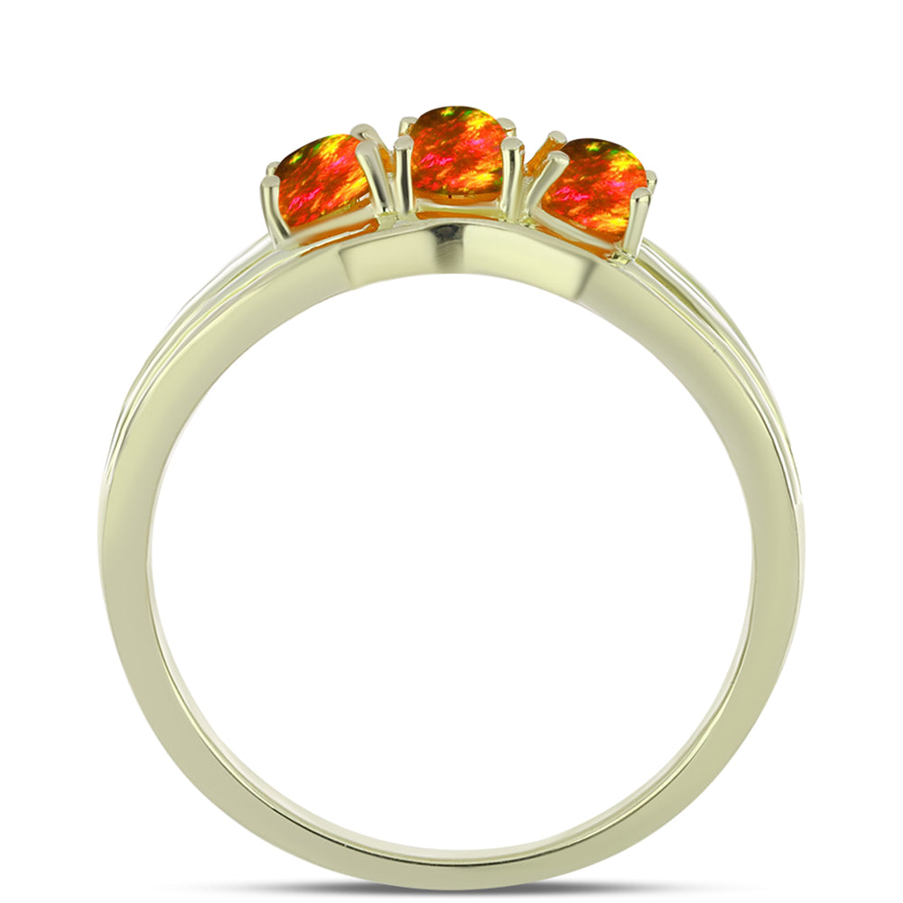 Inel din Argint 925 Placat cu Aur ( 2.63 grame ) cu Opal de Foc American 0.6 Carate