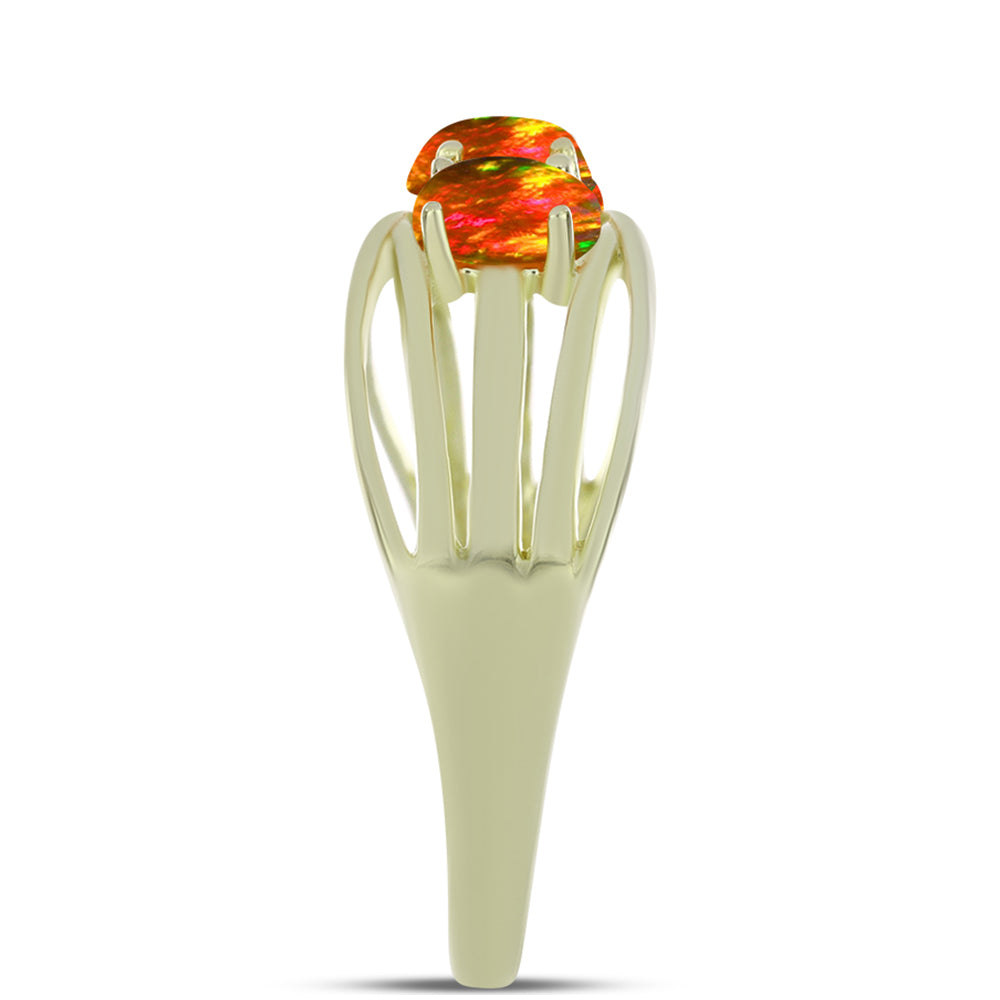 Inel din Argint 925 Placat cu Aur ( 2.63 grame ) cu Opal de Foc American 0.6 Carate