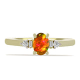Inel din Argint 925 Placat cu Aur ( 2.09 grame ) cu Opal de Foc American și Zircon Alb 0.59 Carate