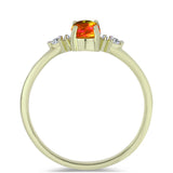 Inel din Argint 925 Placat cu Aur ( 2.09 grame ) cu Opal de Foc American și Zircon Alb 0.59 Carate