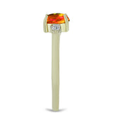 Inel din Argint 925 Placat cu Aur ( 2.09 grame ) cu Opal de Foc American și Zircon Alb 0.59 Carate