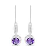 Cercei din Argint 925 ( 4.11 grame ) cu Ametist Marocan și Topaz Alb 2.55 Carate