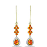 Cercei din Argint 925 Placat cu Aur ( 2.86 grame ) cu Opal de Foc American și Topaz Alb 1.12 Carate