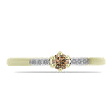 Inel din Argint 925 Placat cu Aur ( 1.93 grame ) cu Diamant de culoarea Șampaniei și Diamant Alb 0.24 Carate