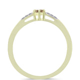 Inel din Argint 925 Placat cu Aur ( 1.93 grame ) cu Diamant de culoarea Șampaniei și Diamant Alb 0.24 Carate